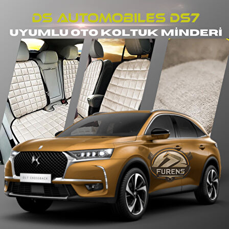 Ds Automobiles Ds7 Bej Renk Tay Tüyü Cepli & Terletmez Sırtlı Oto Koltuk Minder Seti - Koltuk Koruma Kılıfı (ÖN & ARKA TAM SET)