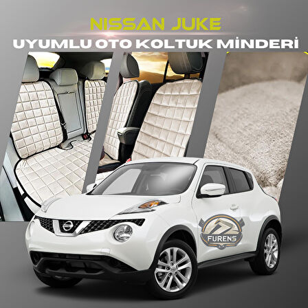 Nissan Juke Bej Renk Tay Tüyü Cepli & Terletmez Sırtlı Oto Koltuk Minder Seti - Koltuk Koruma Kılıfı (ÖN & ARKA TAM SET)