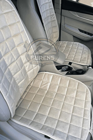 Audi A7 Bej Renk Tay Tüyü Cepli & Terletmez Sırtlı Oto Koltuk Minder Seti - Koltuk Koruma Kılıfı (ÖN & ARKA TAM SET)