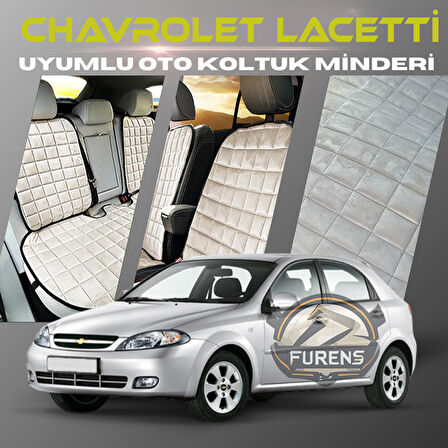 Chavrolet Lacetti Bej Renk Tay Tüyü Cepli & Terletmez Sırtlı Oto Koltuk Minder Seti - Koltuk Koruma Kılıfı (ÖN & ARKA TAM SET)