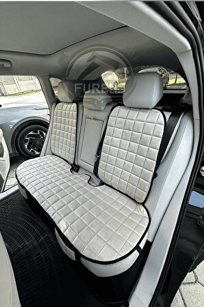 Chevrolet Aveo Bej Renk Tay Tüyü Cepli & Terletmez Sırtlı Oto Koltuk Minder Seti - Koltuk Koruma Kılıfı (ÖN & ARKA TAM SET)