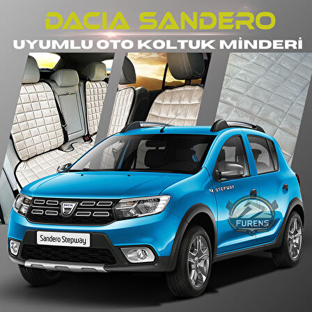 Dacia Sandero Bej Renk Tay Tüyü Cepli & Terletmez Sırtlı Oto Koltuk Minder Seti - Koltuk Koruma Kılıfı (ÖN & ARKA TAM SET)