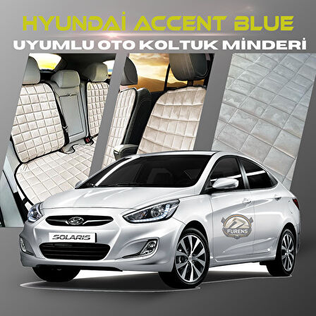 Hyunda Accent Blue Bej Renk Tay Tüyü Cepli & Terletmez Sırtlı Oto Koltuk Minder Seti - Koltuk Koruma Kılıfı (ÖN & ARKA TAM SET)
