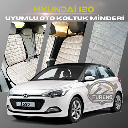 Hyundai İ20 Bej Renk Tay Tüyü Cepli & Terletmez Sırtlı Oto Koltuk Minder Seti - Koltuk Koruma Kılıfı (ÖN & ARKA TAM SET)