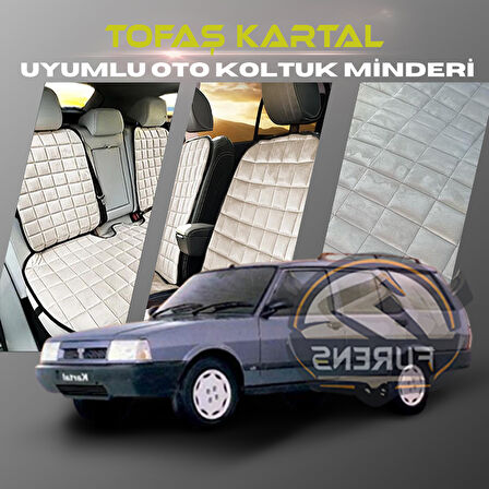 Tofaş Kartal Bej Renk Tay Tüyü Cepli & Terletmez Sırtlı Oto Koltuk Minder Seti - Koltuk Koruma Kılıfı (ÖN & ARKA TAM SET)