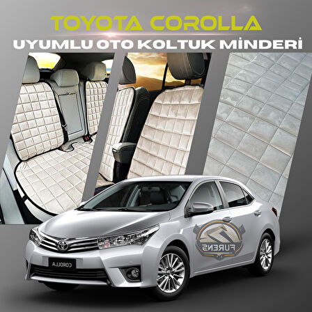 Toyota Corolla Bej Renk Tay Tüyü Cepli & Terletmez Sırtlı Oto Koltuk Minder Seti - Koltuk Koruma Kılıfı (ÖN & ARKA TAM SET)
