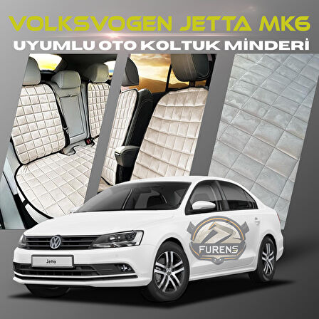 Volksvogen Jetta mk6 Bej Renk Tay Tüyü Cepli & Terletmez Sırtlı Oto Koltuk Minder Seti - Koltuk Koruma Kılıfı (ÖN & ARKA TAM SET)