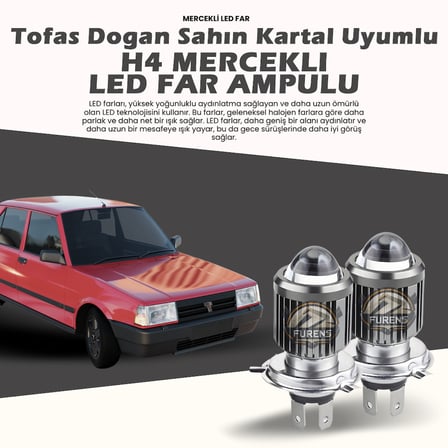 Tofaş Dogan Şahin Kartal Uyumlu Mercek Led Xenon Tek Renk Beyaz Şimşek Etkili