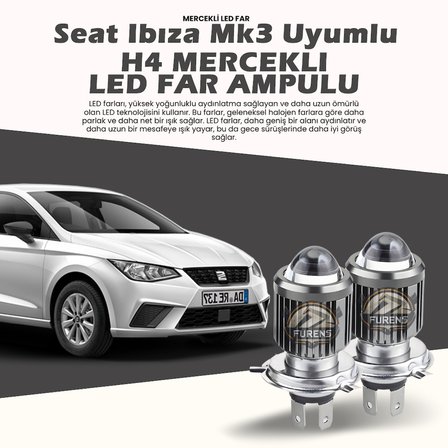Seat Ibıza mk3 Uyumlu Mercek Led Xenon Uzun - Kısa Tek Renk Beyaz Şimşek Etkili