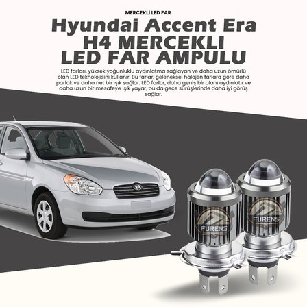 Hyundai Accent Era Mercek Led Xenon Uzun - Kısa Tek Renk Beyaz Şimşek Etkili