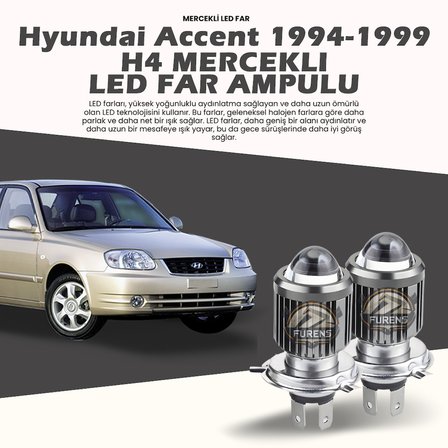 Hyundai Accent (1995-1999) Mercek Led Xenon Uzun - Kısa Tek Renk Beyaz