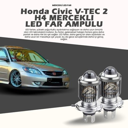 Honda Civic V-Tec 2 Mercek Led Xenon Uzun - Kısa Tek Renk Beyaz