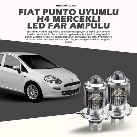 Fıat Grande Putno Uyumlu Mercek Led Xenon Uzun Kısa Tek Renk Beyaz Şimşek Etkili Ampul