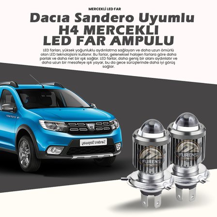 Dacia Sandero Için Uyumlu Şimşek Etkili Mercek Led Xenon Oto Ampulu Tek Renk Beyaz
