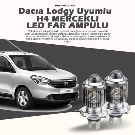Dacia Lodgy Için Uyumlu Şimşek Etkili Mercek Led Xenon Oto Ampulu Tek Renk Beyaz