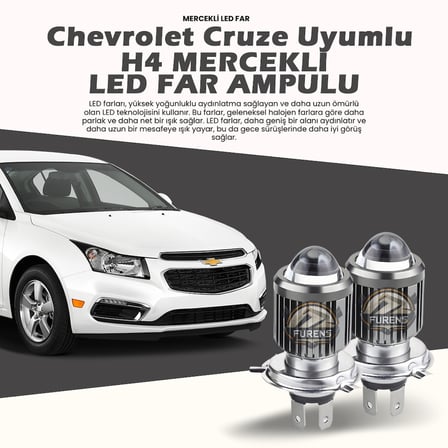 Chevrolet Cruze Mercek Led Xenon Şimşek Etkili Oto Ampul Tek Renk Beyaz
