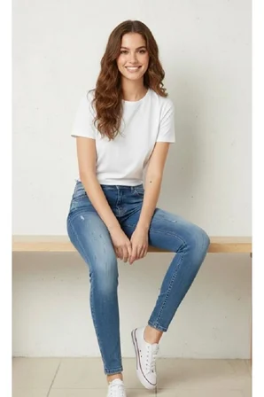 Slimfit Likralı Yıpratma detaylı Düşük Bel Ekstra Esnek Kot Pantolon-s Jeans
