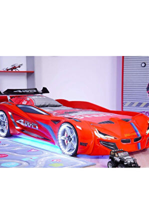 Arabalı Yatak, Mercedes Rüzgarlıklı Full Ledli Arabalı Yatak - Kırmızı