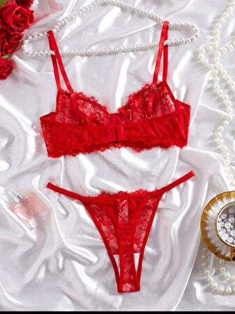 Telli Dantelli Sütyen Tanga Takımı