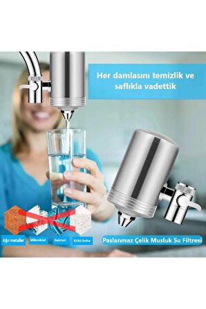 Musluk Ucu Su Arıtma Filtresi Paslanmaz Çelik Multifonksiyonel Mebran Filtre Mutfak Için Içilebilir