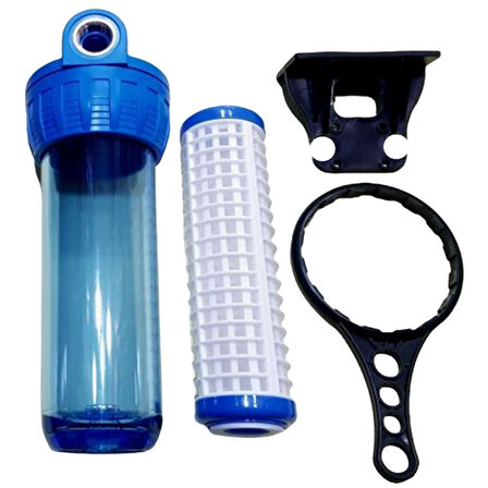 Daire Girişi Su Arıtma Filtre Kabı 10 Inch , 3/4 Inch In Out Bağlantılı