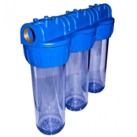 Lotto Filters Daire Girişi 3'lü Filtre Seti 10 Inc Silifos Blok Karbon Yıkanabilir Filtre 3/4'' Bağlantılı