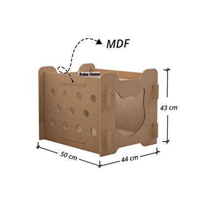 Suba Home Tek Katlı Kedi Evi Açık Kahverengi 