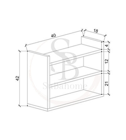 %100 MDF - 40 cm Suba Home Tezgah Üstü Beyaz Şık Baharatlık Masa Üstü Düzenleyici Banyo Rafı