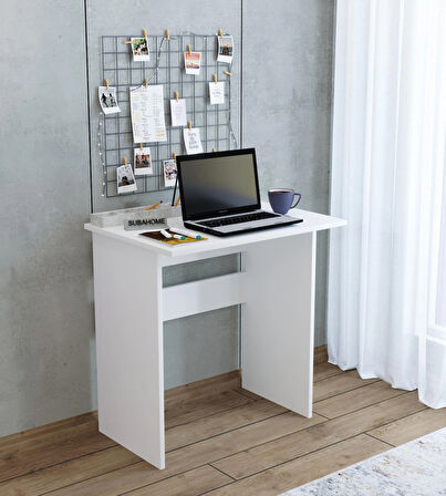 MDF Subahome 73 cm Beyaz Çalışma Masası Ofis Bilgisayar Masası Aktivite Masası Dar Alanlara Özel