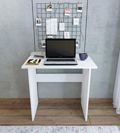 MDF Subahome 73 cm Beyaz Çalışma Masası Ofis Bilgisayar Masası Aktivite Masası Dar Alanlara Özel