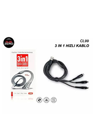 Subzero CL99 - 3 in 1 - USB to Type-C Lightning Micro 1.2Mt