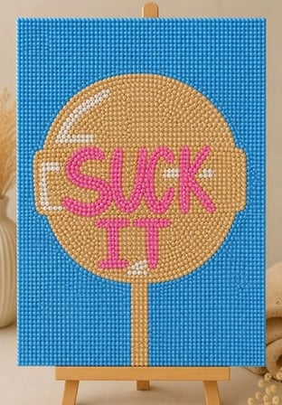 Suck it Pearlstone Tuval Sanat Kiti | Yarım İnci 3D Tablo Boyama Seti | Rhinestone 