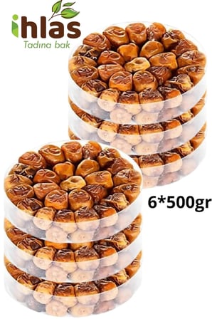 Yeni Mahsul Kasım Yaş Hurma (500GR×6) 3Kg Sukkeri Yumuşak Tabak Hurması Medine Ramazan Yeni Mahsul