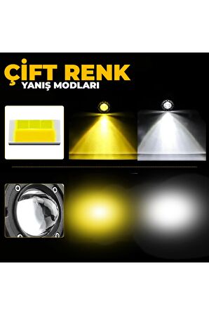 Sunfire 18w Uyumlu Çift Renk Gömme Montaj Turuncu Beyaz 8cm Off Road led lamba