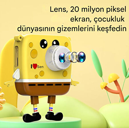 Çocuklar için Yılbaşı Hediyeleri Sünger Bob Kare Pantolon 1920 P HD Dijital Video Kamera