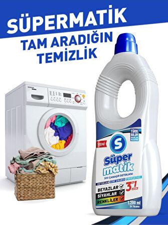 3'ü 1 Arada %100 Yerli Sıvı Çamaşır Deterjanı 1200 ml 2 Adet