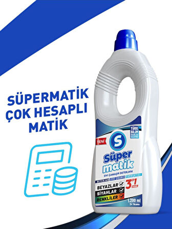 3'ü 1 Arada %100 Yerli Sıvı Çamaşır Deterjanı 1200 ml 2 Adet