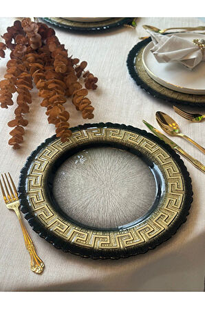 6 ad Siyah Gold Detaylı Cam Supla