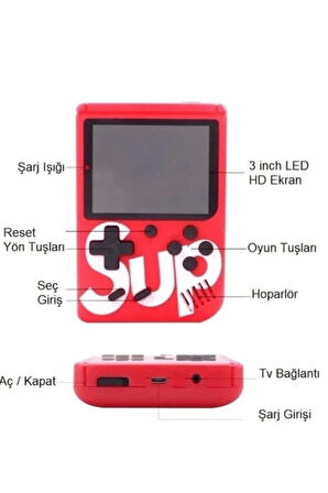 Özel Sup Atari Retro 400 Nostalji Oyunlu Mini Ateri Gameboy - Gamebox - Taşınabilir 2 Oyunculu