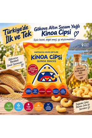 Gökova Altın Susam Yağlı Kinoa Cipsi 6'lı Avantaj Paketi - Glütensiz & Vegan (6 x 30 G)
