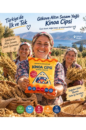 Gökova Altın Susam Yağlı Kinoa Cipsi 6'lı Avantaj Paketi - Glütensiz & Vegan (6 x 30 G)