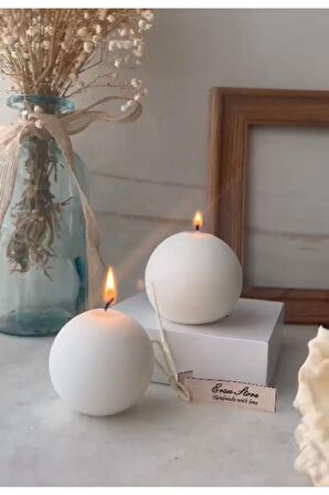 2 Adet Kokulu Yuvarlak Soya Wax Dekoratif Hediyelik Daire Mum