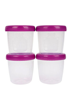 EVROYA HOME EvroyaHome 4‘lü 180 ml Bebek Süt Ve Mama Bebek Organik Besin Ölçekli Sızdırmaz Kapaklı Saklama Kabı