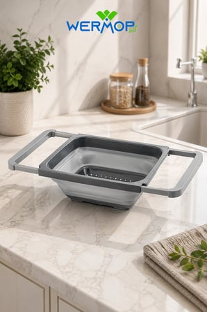 Büyük Boy 6,3 Litre Katlanabilir Silikon Süzgeç Meyve Sebze Lavabo Süzgeci