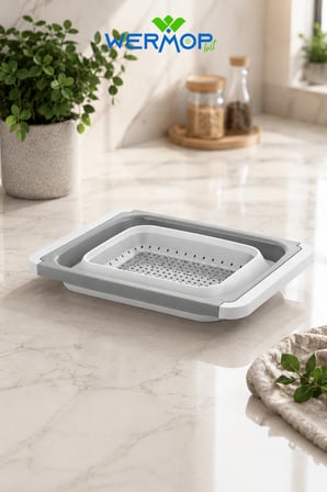 Büyük Boy 6,3 Litre Katlanabilir Silikon Süzgeç Meyve Sebze Lavabo Süzgeci