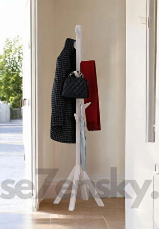 Beyaz masif portmanto ,ayaklı askılık 175 cm