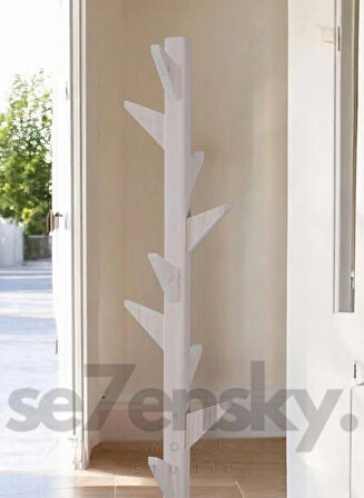 Beyaz masif portmanto ,ayaklı askılık 175 cm