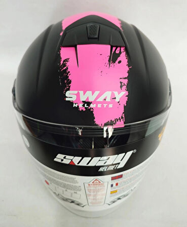 Sway 715 Yarım Kask Pink Mat Black Yarım Kask - Şefaf Vizörlü