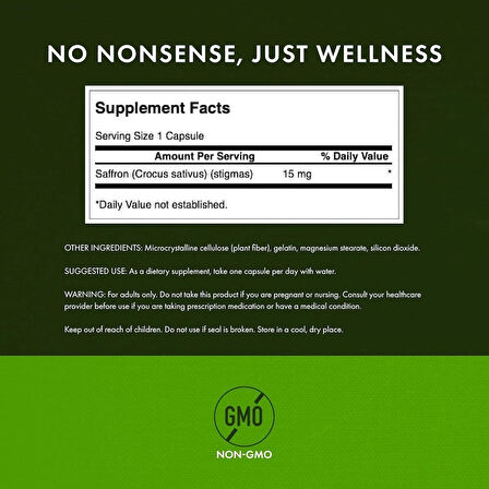 Swanson Full Spectrum Saffron(Safran) (Whole Ground Stigmas) Mood Support & Stress Management - Organic Spanish