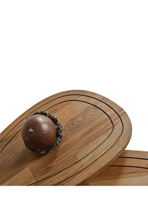 FAVdecor Sweet Masif Doğal Ahşap Zigon Sehpa 2'li Set, Modern Masif Yan Sehpa